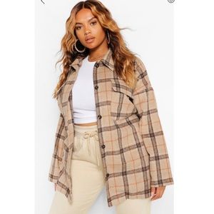 Boohoo Plus Tonal Flannel Oversized Boyfriend Shirt/Shacket - Sz 16